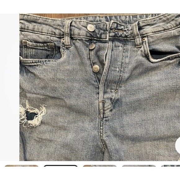 denim h&m brand women's size 4 ripped jeans high waisted Mom Jeans Button Fly - Picture 2 of 5